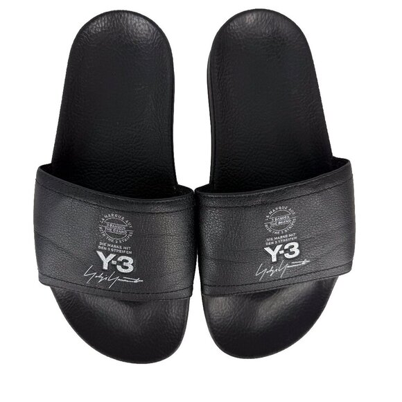 ADIDAS Adilette Y-3 Yohji Yamamoto Leather Black Slide Sandals 22.5cm Size 4 - Picture 1 of 9